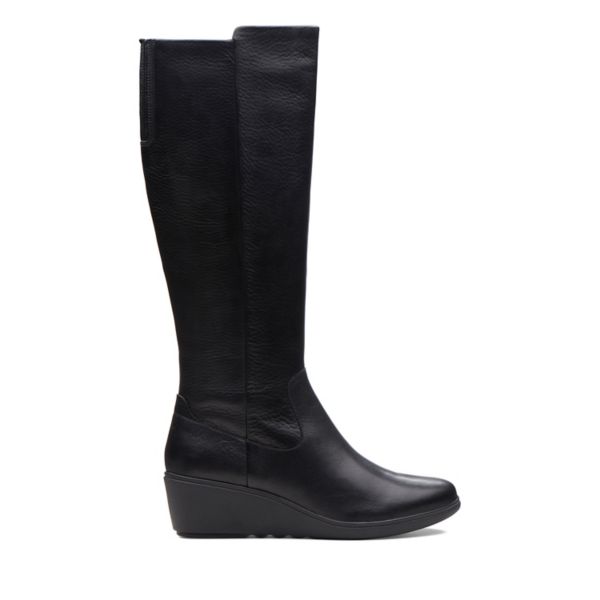 Clarks Womens Un Tallara Esa Knee High Boots Black | UK-6572319 - Click Image to Close